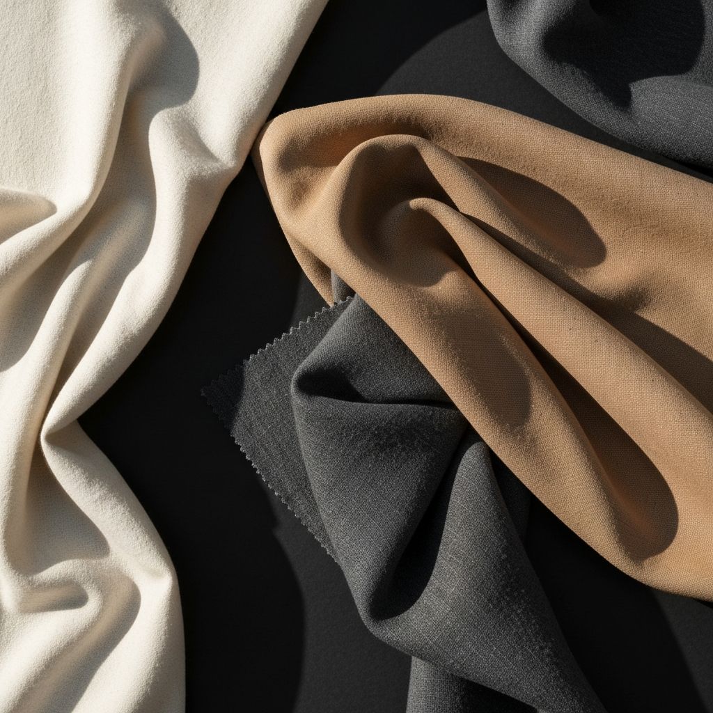 Premium fabric swatches in earthy tones